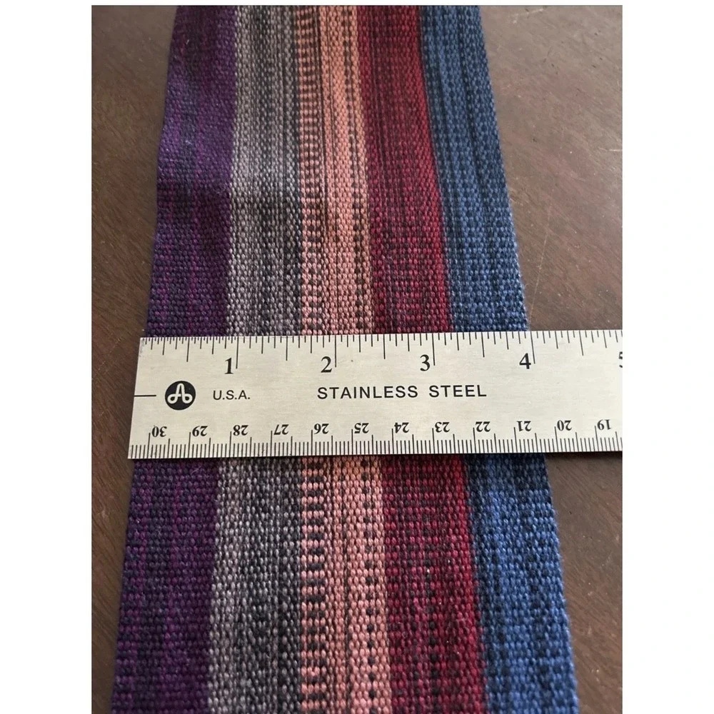 Bohemian MultiColor Woven Belt M Round Wooden Buckle Hippie Festival Wide Cinch